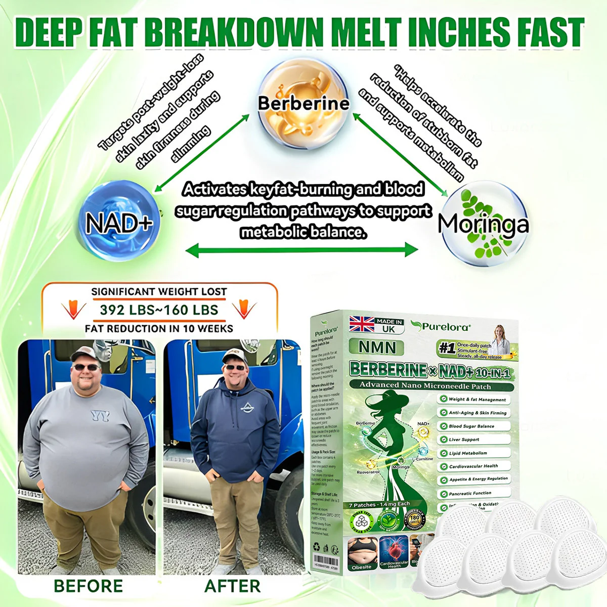 𝑶𝒇𝒇𝒊𝒄𝒊𝒂𝒍 𝑺𝒕𝒐𝒓𝒆  |✅𝑷𝒖𝒓𝒆𝒍𝒐𝒓𝒂® 𝑴𝒐𝒓𝒊𝒏𝒈𝒂 & 𝑩𝒆𝒓𝒃𝒆𝒓𝒊𝒏𝒆 𝑵𝑴𝑵 𝟏𝟎-𝒊𝒏-𝟏 𝑨𝒅𝒗𝒂𝒏𝒄𝒆𝒅 𝑵𝒂𝒏𝒐 𝑴𝒊𝒄𝒓𝒐𝒏𝒆𝒆𝒅𝒍𝒆 𝑷𝒂𝒕𝒄𝒉 (𝐎𝐧𝐜𝐞 𝐃𝐚𝐢𝐥𝐲, 𝐯𝐢𝐬𝐢𝐛𝐥𝐞 𝐜𝐡𝐚𝐧𝐠𝐞𝐬 𝐢𝐧 𝟕 𝐝𝐚𝐲𝐬）𝐎𝐛𝐞𝐬𝐢𝐭𝐲, 𝐃𝐢𝐚𝐛𝐞𝐭𝐞𝐬, 𝐒𝐥𝐞𝐞𝐩 𝐀𝐩𝐧𝐞𝐚, 𝐀𝐧𝐝 𝐉𝐨𝐢𝐧𝐭 𝐈𝐬𝐬𝐮𝐞𝐬🍃 - Image 2