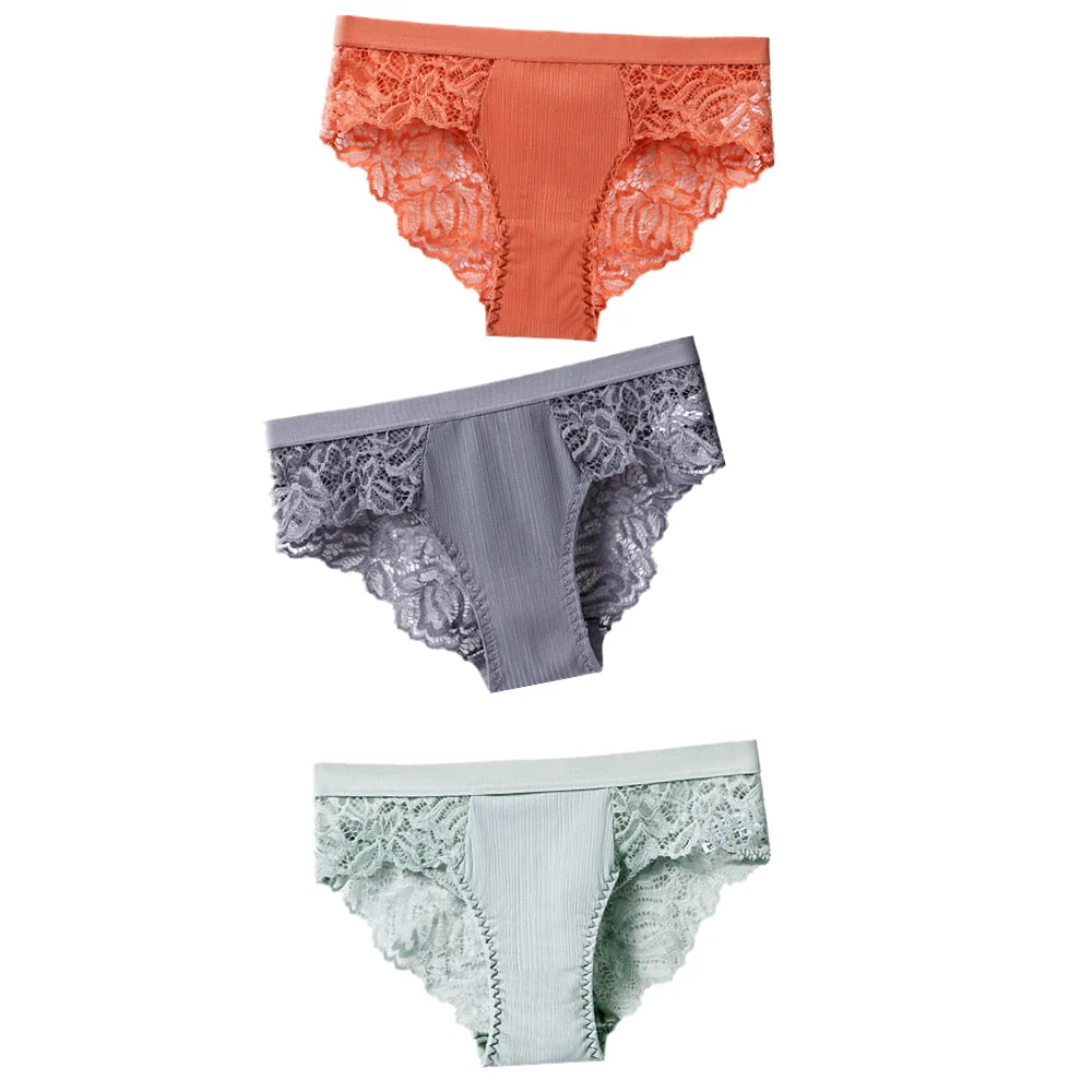 3 Pcs Cotton Panties Sexy Panty Briefs Lace Panties Women Underwear Lingerie Panties for Female Ladies Floral Pantys Underpants - Image 2