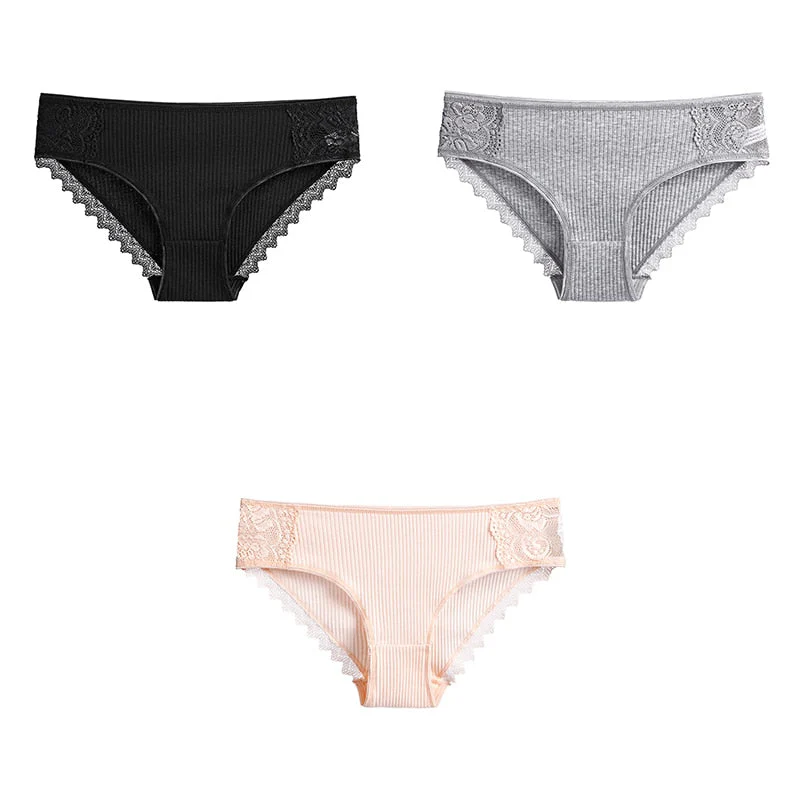 3 Pcs Cotton Women's Panties Lace Underwear High Quality Soft Breathable Female Briefs Underwear For Woman Lingerie New BANNIROU - Image 2