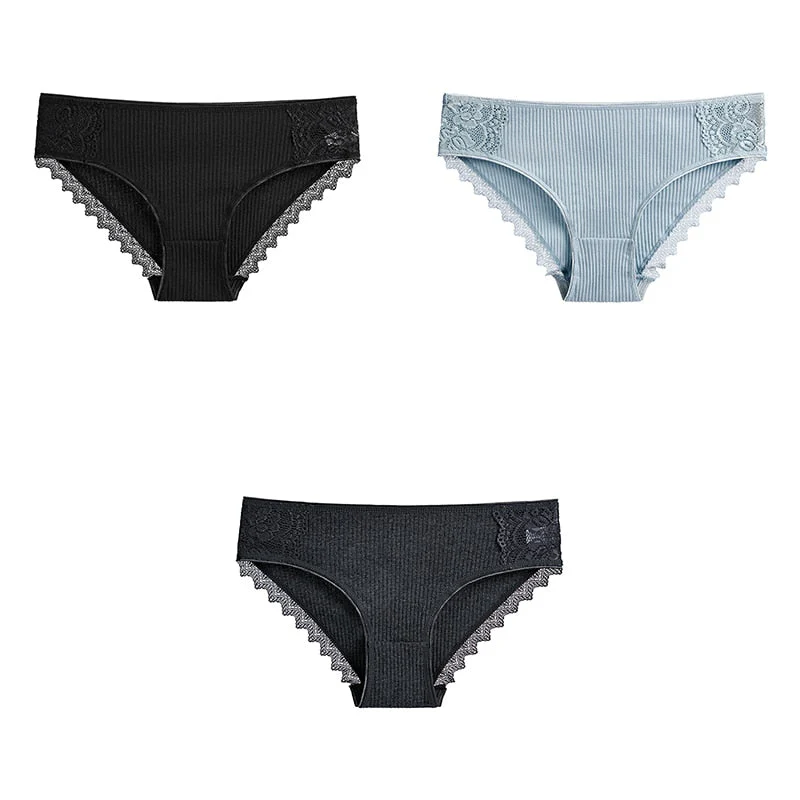 3 Pcs Cotton Women's Panties Lace Underwear High Quality Soft Breathable Female Briefs Underwear For Woman Lingerie New BANNIROU - Image 3