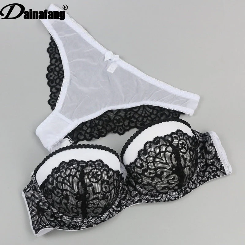 Wholesale VS New Sexy Bras Sets Push Up Lace V ABC Cup Pink White Female Lingerie Underwear For Girls - Image 5