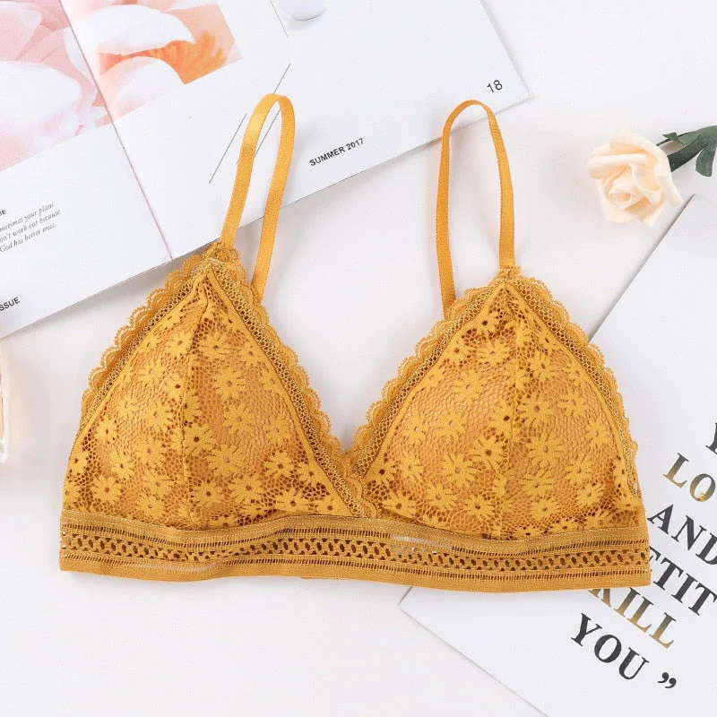 Women Lace Padded Bras Beauty Back Wrapped Chest Comfortable Wire Free Bras Lingerie - Image 6