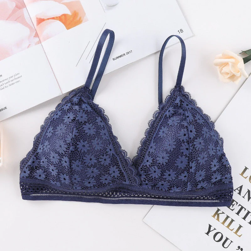 Women Lace Padded Bras Beauty Back Wrapped Chest Comfortable Wire Free Bras Lingerie - Image 7