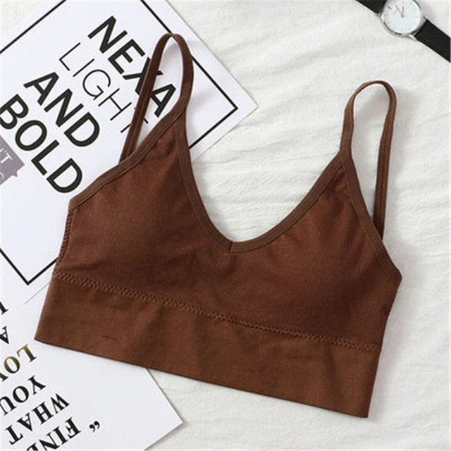 Women Tank Top Bralette Cotton Underwear Seamless Tube Crop Top Female Backless Lingerie Solid Color Camisole Removable Padded - Image 4